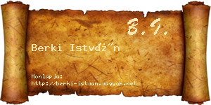 Berki István névjegykártya